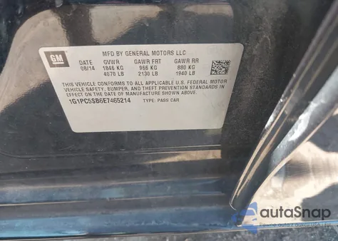 2014 Chevrolet Cruze 1Lt Auto z USA, uszkodzony, nr VIN 1G1PC5SB6E7465214